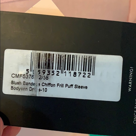 NWT pink bodycon dress with chiffon sleeve & hem - Picture 6 of 7